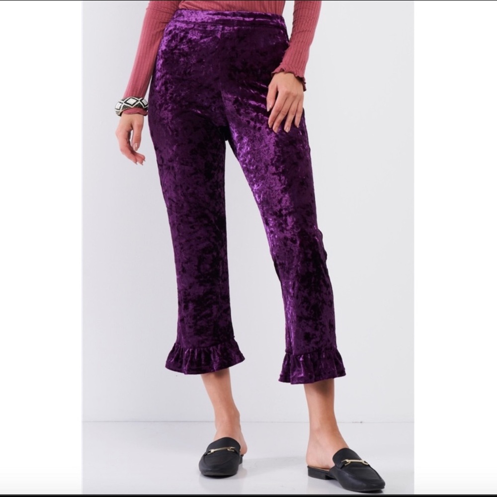 Cropped Purple Ruffle Pants - Picture 3 of 6